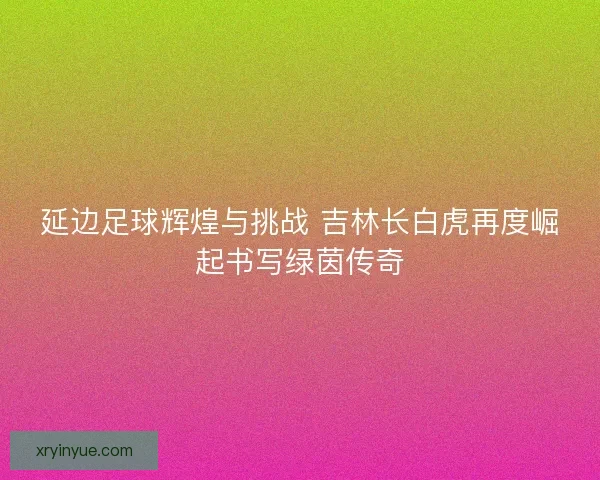 延边足球辉煌与挑战 吉林长白虎再度崛起书写绿茵传奇 延边足球辉煌与挑战 吉林长白虎再度崛起书写绿茵传奇